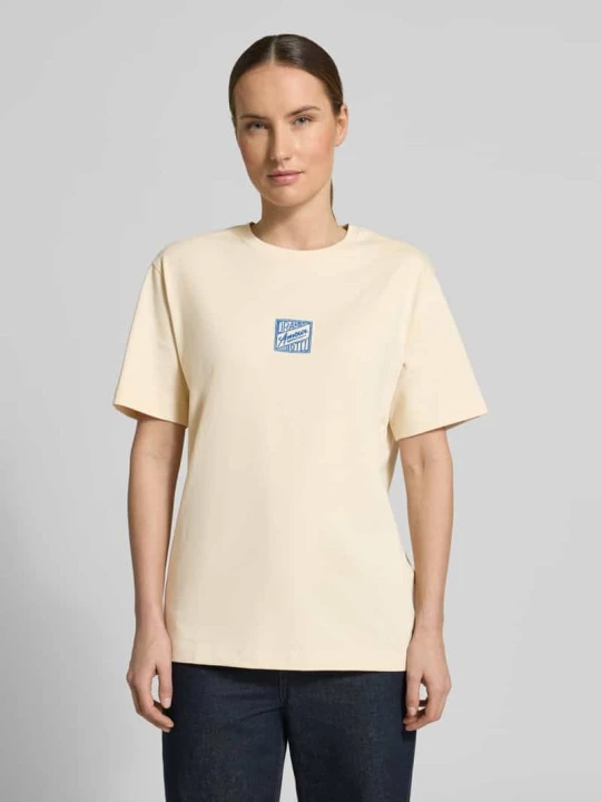 Zdjęcie produktu t-shirt o kroju relaxed fit z czystej bawełny model 'BROOK SS HOTEL' Selected Złamany biały