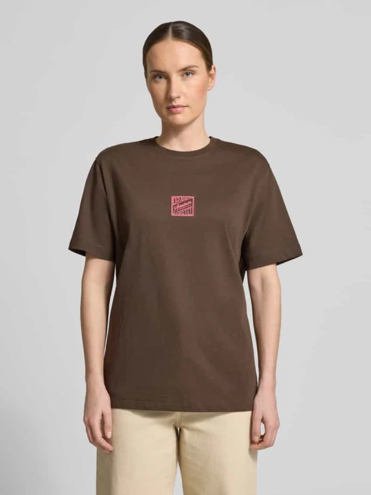 Zdjęcie produktu t-shirt o kroju relaxed fit z czystej bawełny model 'BROOK SS HOTEL' Selected Ciemnobrązowy