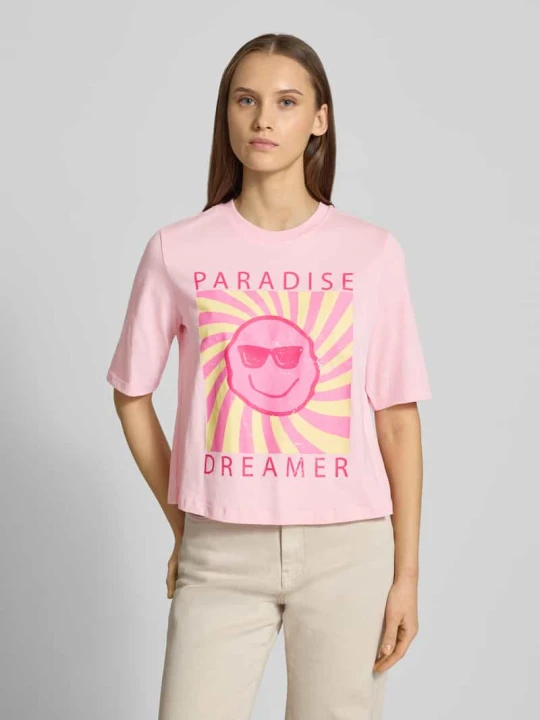 Zdjęcie produktu Koszulka T-shirt o kroju relaxed fit z czystej bawełny model 'CARTTY' Only Różowy