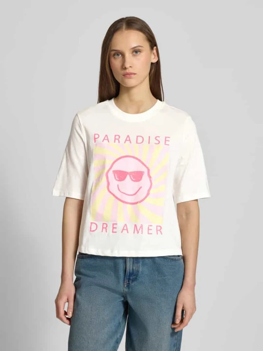 Zdjęcie produktu Koszulka T-shirt o kroju relaxed fit z czystej bawełny model 'CARTTY' Only Złamany biały