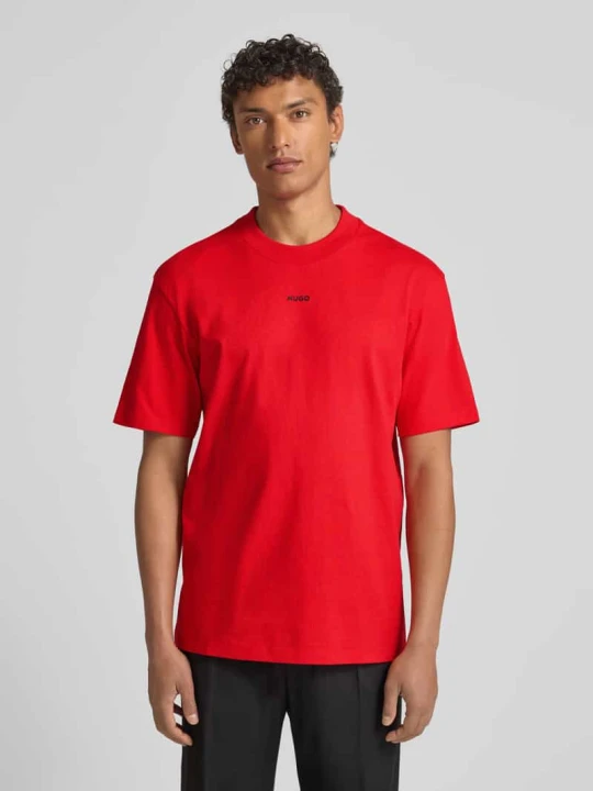 Zdjęcie produktu T-shirt o luźnym kroju z czystej bawełny model 'DAPOLINO' Hugo Czerwony