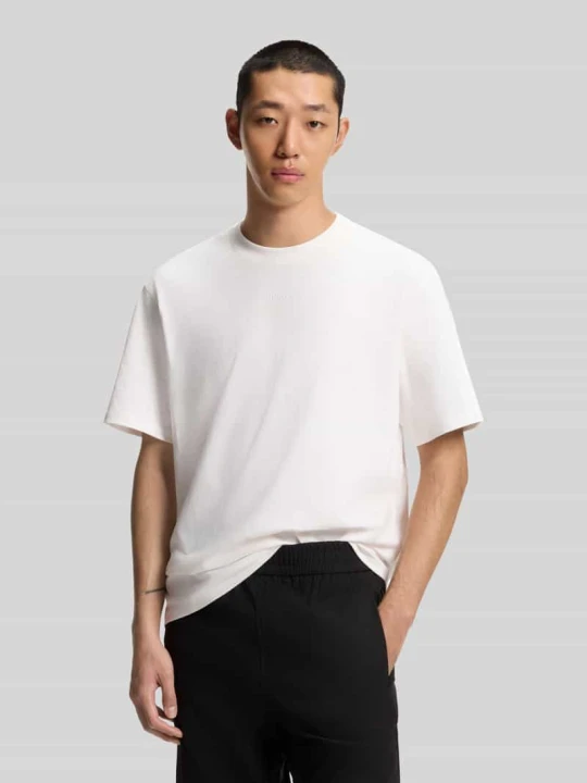 Zdjęcie produktu T-shirt o luźnym kroju z czystej bawełny model 'DAPOLINO' Hugo Złamany biały