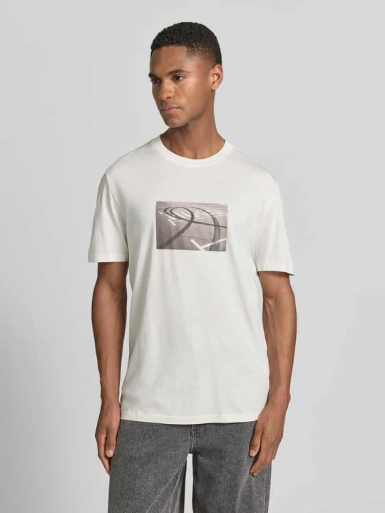Zdjęcie produktu T-shirt o kroju relaxed fit z czystej bawełny model 'DOSTINO' Hugo Biały