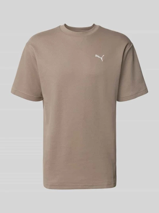 Zdjęcie produktu t-shirt o kroju relaxed fit z czystej bawełny model 'ESS ELEVATED' Puma Błotnisty