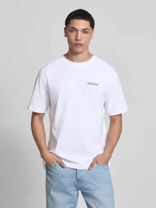 Zdjęcie produktu T-shirt o kroju relaxed fit z czystej bawełny model 'FRED DU MARTIN' Only & Sons Biały