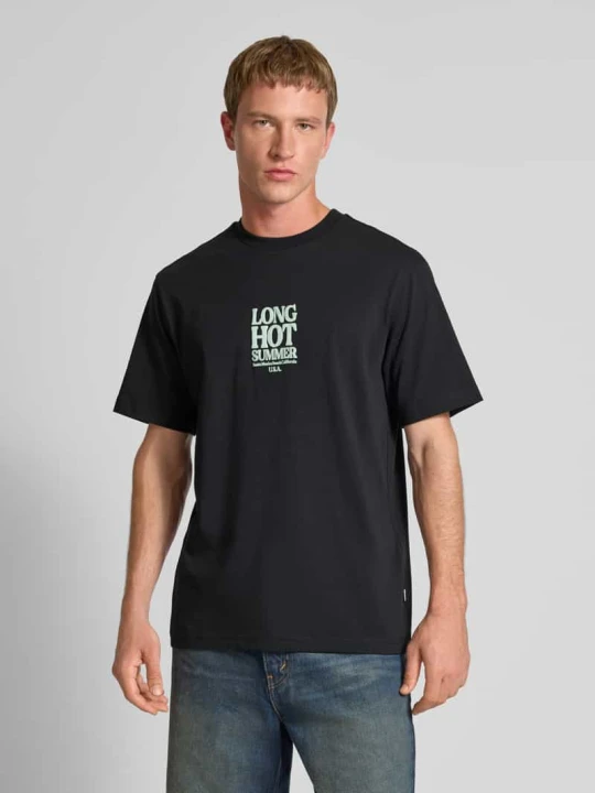 Zdjęcie produktu T-shirt o kroju relaxed fit z czystej bawełny model ‘KENNY’ Only & Sons Czarny