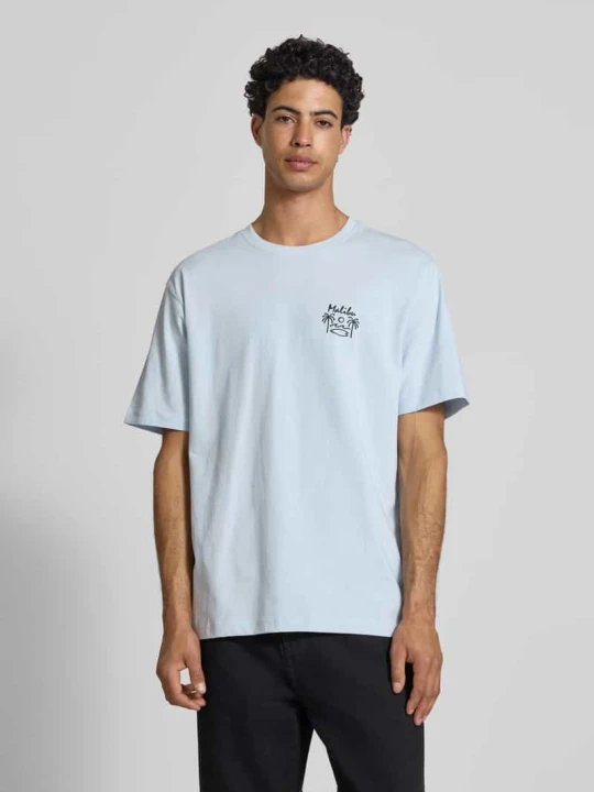 Zdjęcie produktu t-shirt o kroju relaxed fit z czystej bawełny model 'MILO' Only & Sons Jasnoniebieski