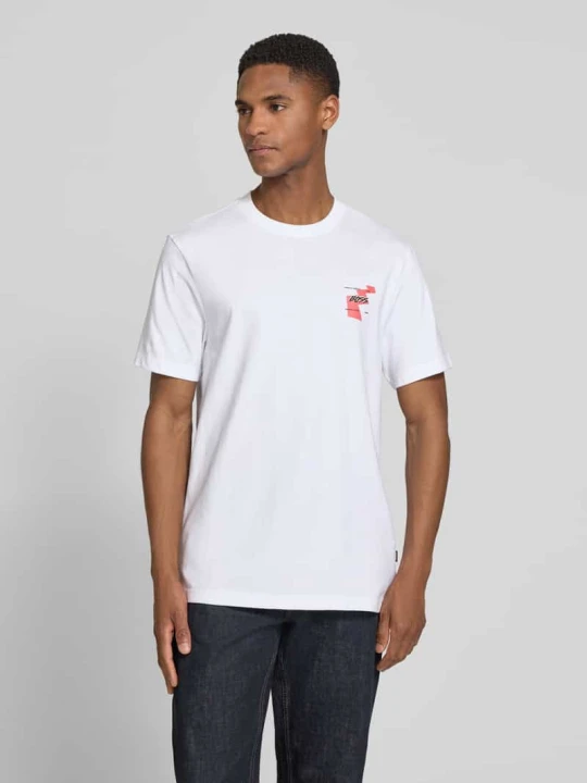 Zdjęcie produktu T-shirt o kroju relaxed fit z czystej bawełny model 'MOVEMENT' Boss Biały