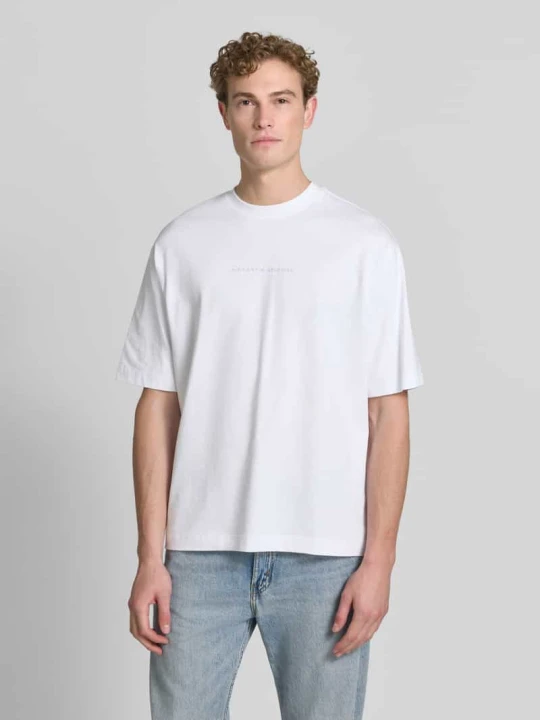 Zdjęcie produktu t-shirt o kroju relaxed fit z czystej bawełny model 'NORMAN' Selected Biały