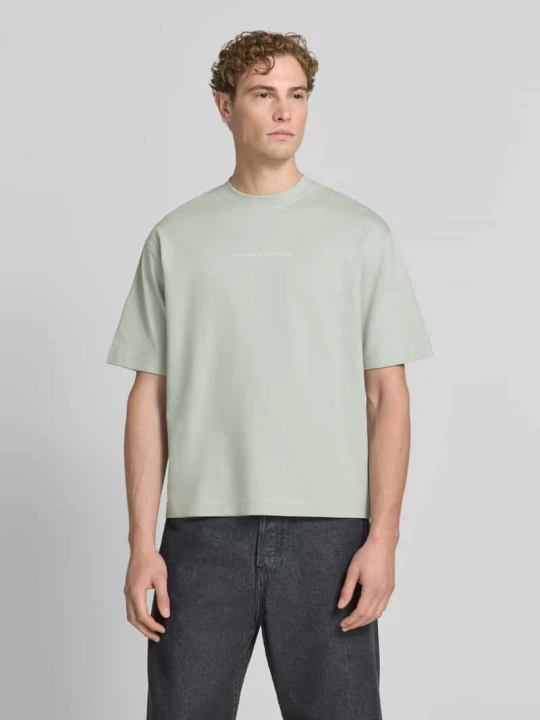 Zdjęcie produktu t-shirt o kroju relaxed fit z czystej bawełny model 'NORMAN' Selected Limonkowy