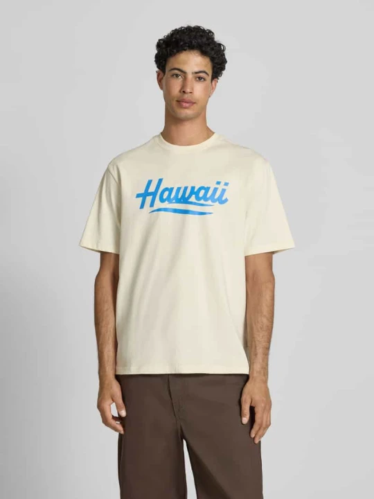 Zdjęcie produktu t-shirt o kroju relaxed fit z czystej bawełny model 'RICO' Only & Sons Złamany biały