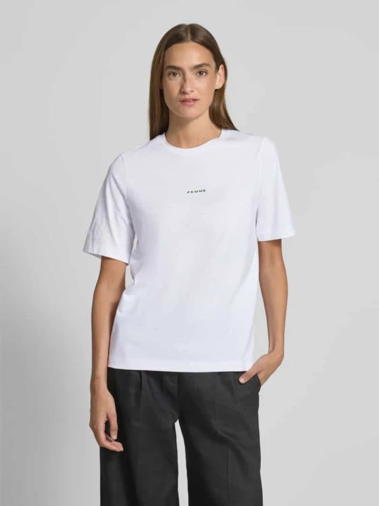 Zdjęcie produktu T-shirt o kroju relaxed fit z czystej bawełny model ‘SIGNE’ Selected Biały