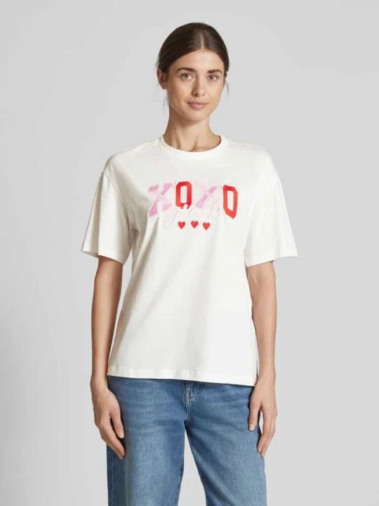 Zdjęcie produktu T-shirt o kroju relaxed fit z czystej bawełny model ‘SOPHIE MIA’ Vero Moda Biały
