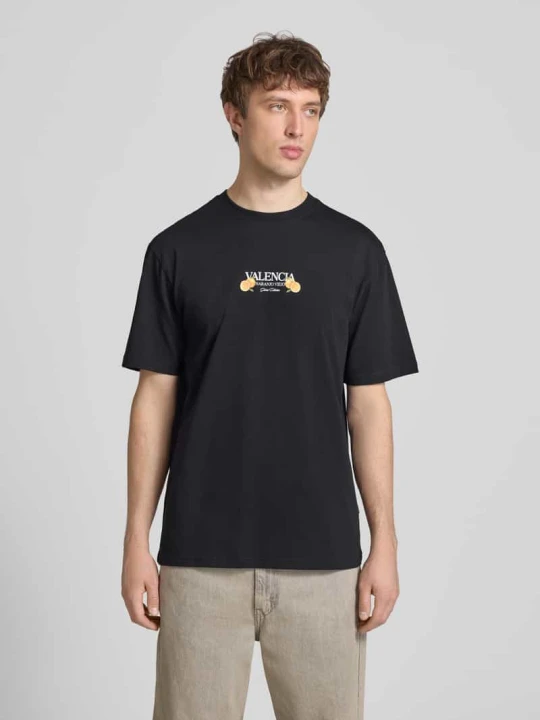 Zdjęcie produktu T-shirt o kroju relaxed fit z czystej bawełny model 'TASTY' Only & Sons Czarny