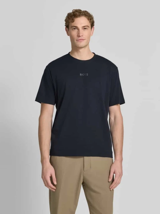 Zdjęcie produktu t-shirt o kroju relaxed fit z czystej bawełny model 'TEE 10' Boss Ciemnoniebieski