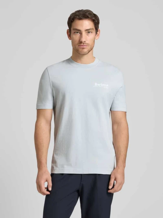 Zdjęcie produktu t-shirt o kroju relaxed fit z czystej bawełny model 'WILDFELL' Barbour Jasnoniebieski