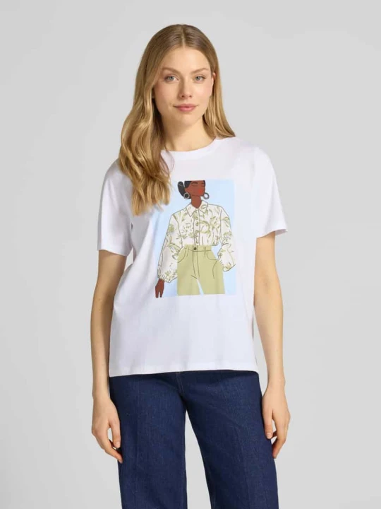 Zdjęcie produktu T-shirt o kroju relaxed fit z czystej bawełny s.Oliver Biały