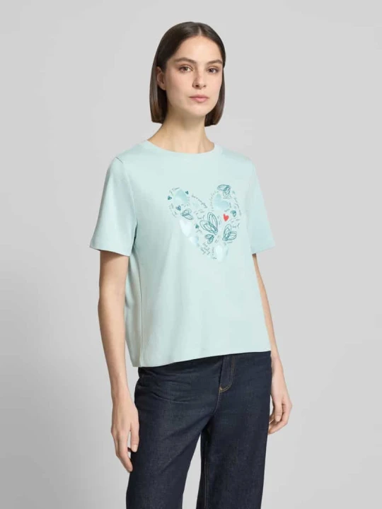 Zdjęcie produktu T-shirt o kroju relaxed fit z czystej bawełny Tom Tailor Miętowy
