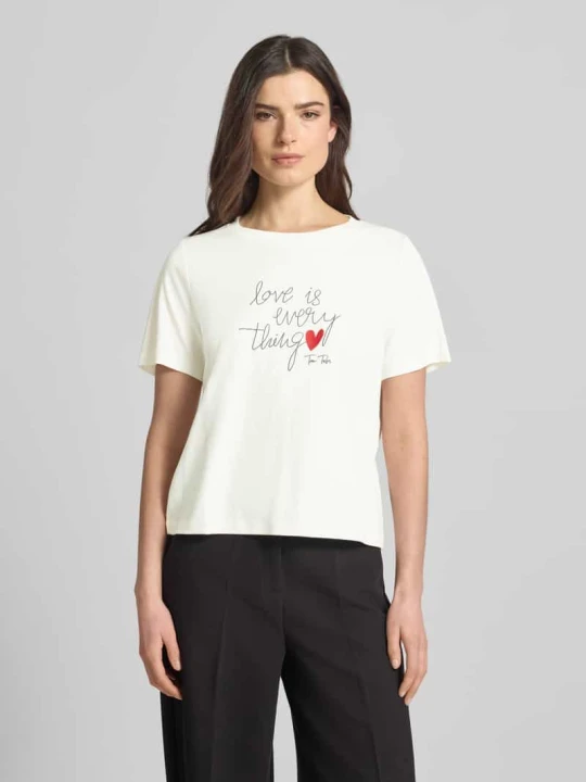 Zdjęcie produktu T-shirt o kroju relaxed fit z czystej bawełny Tom Tailor Złamany biały