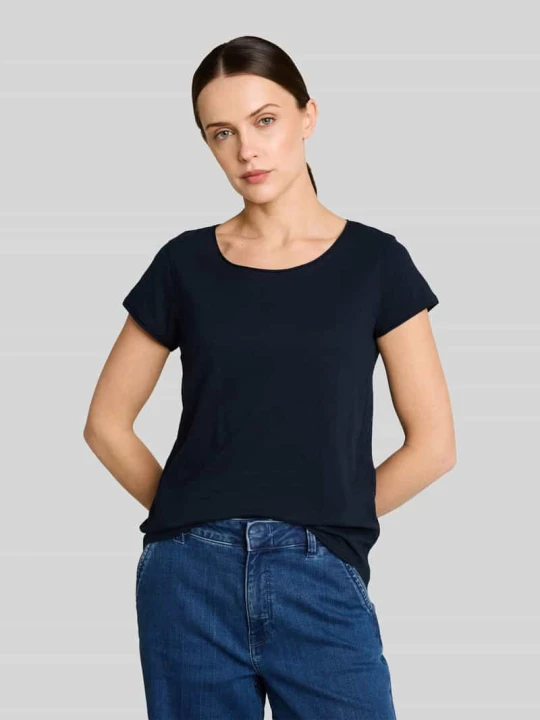 Zdjęcie produktu T-shirt o kroju relaxed fit z czystej bawełny Tom Tailor Ciemnoniebieski