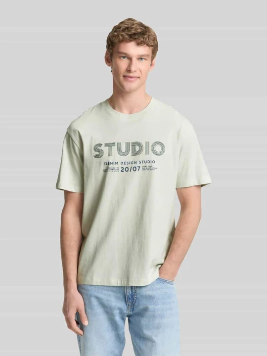 Zdjęcie produktu T-shirt o kroju relaxed fit z czystej bawełny Tom Tailor Miętowy