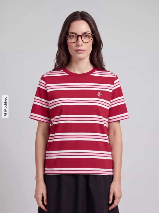 Zdjęcie produktu t-shirt o kroju relaxed fit z czystej bawełny Tommy Hilfiger Bordowy