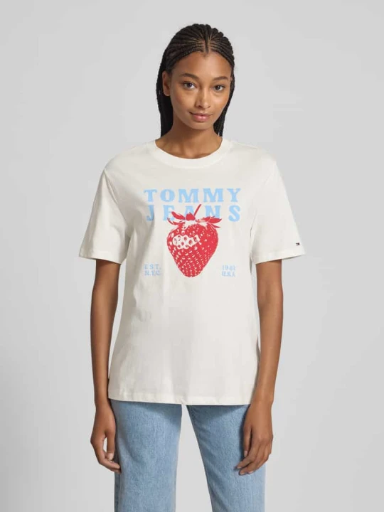 Zdjęcie produktu T-shirt o kroju relaxed fit z czystej bawełny Tommy Jeans Złamany biały