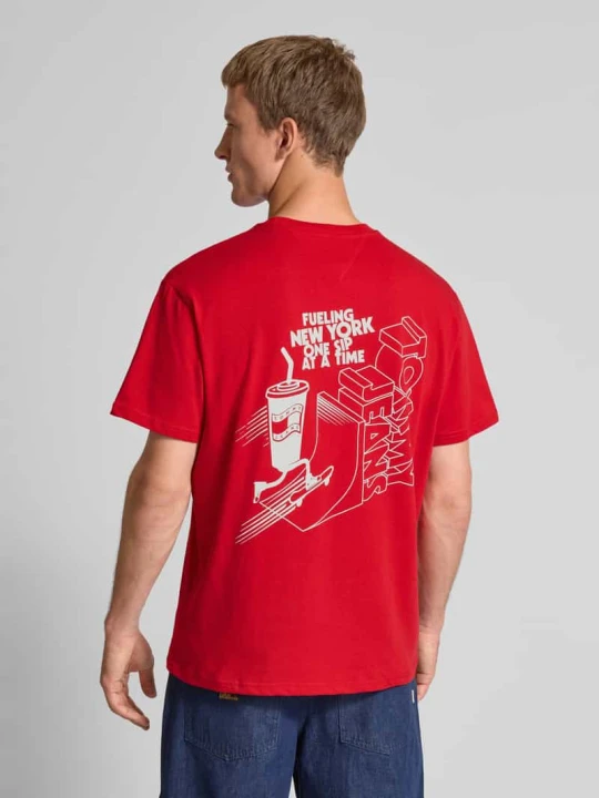 Zdjęcie produktu T-shirt o kroju relaxed fit z czystej bawełny Tommy Jeans Czerwony