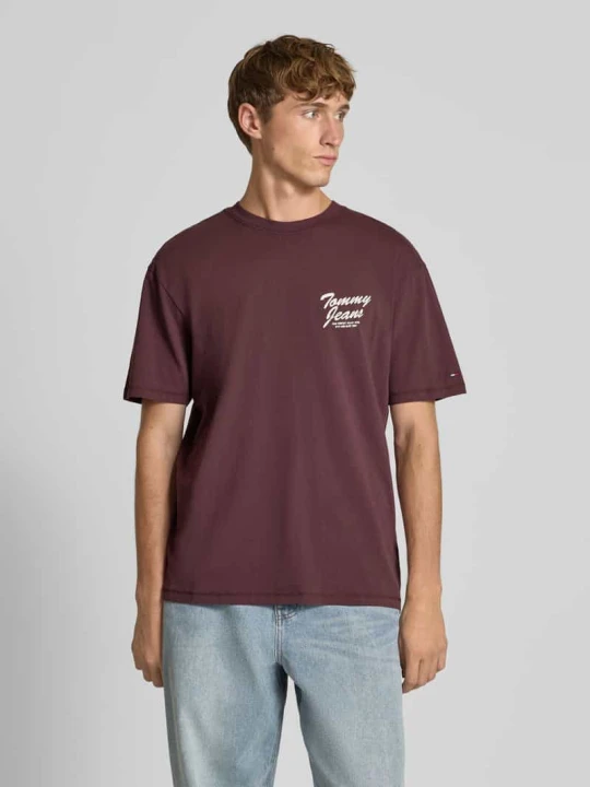 Zdjęcie produktu T-shirt o kroju relaxed fit z czystej bawełny Tommy Jeans Oberżynowy