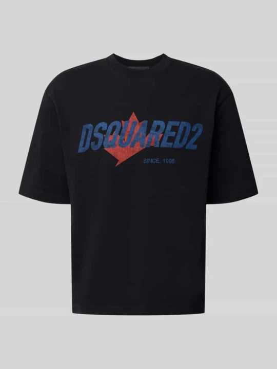 Zdjęcie produktu T-shirt o kroju relaxed fit z czystej bawełny z prążkowaną lamówką Dsquared2 Ready To Wear Czarny