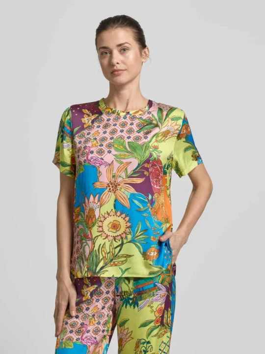 Zdjęcie produktu t-shirt o kroju relaxed fit z czystej wiskozy Liu Jo Zielony