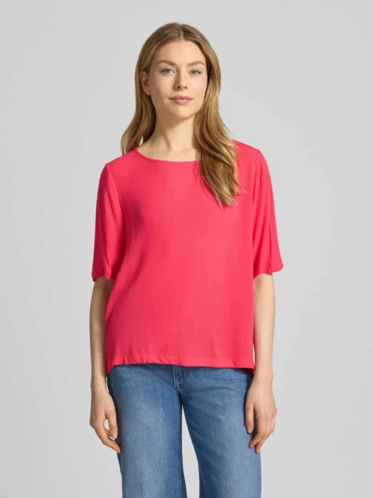 Zdjęcie produktu T-shirt o kroju relaxed fit z czystej wiskozy model 'Marrakech' Ichi Mocnoróżowy