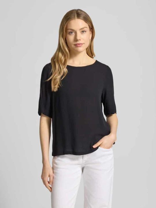 Zdjęcie produktu T-shirt o kroju relaxed fit z czystej wiskozy model 'Marrakech' Ichi Czarny