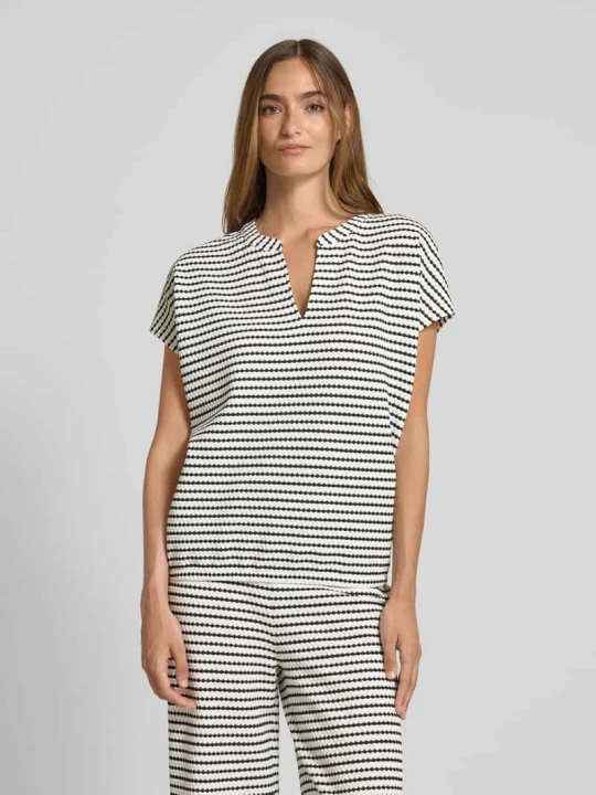 Zdjęcie produktu T-shirt o kroju relaxed fit z dekoltem w serek s.Oliver Granatowy