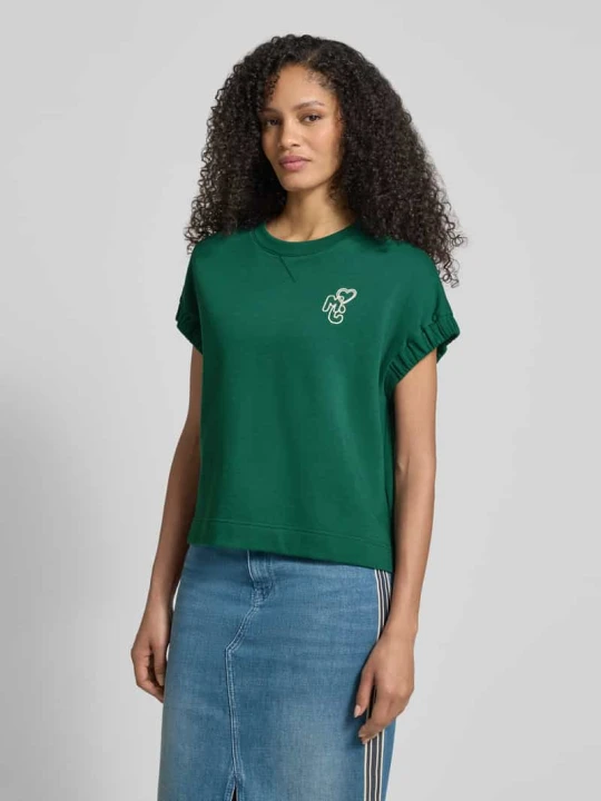 Zdjęcie produktu T-shirt o kroju relaxed fit z detalem z logo Marc Cain Zielony
