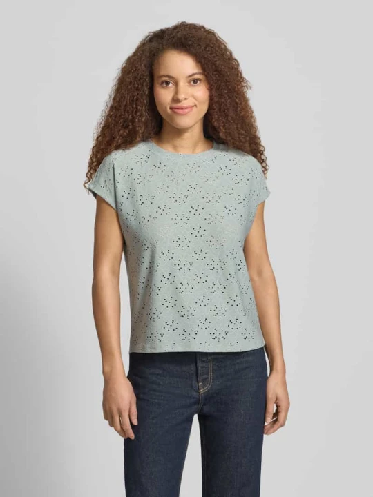 Zdjęcie produktu t-shirt o kroju relaxed fit z efektem podpalania model 'SMILLA' Only Trzcinowy