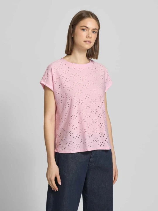 Zdjęcie produktu t-shirt o kroju relaxed fit z efektem podpalania model 'SMILLA' Only Różowy