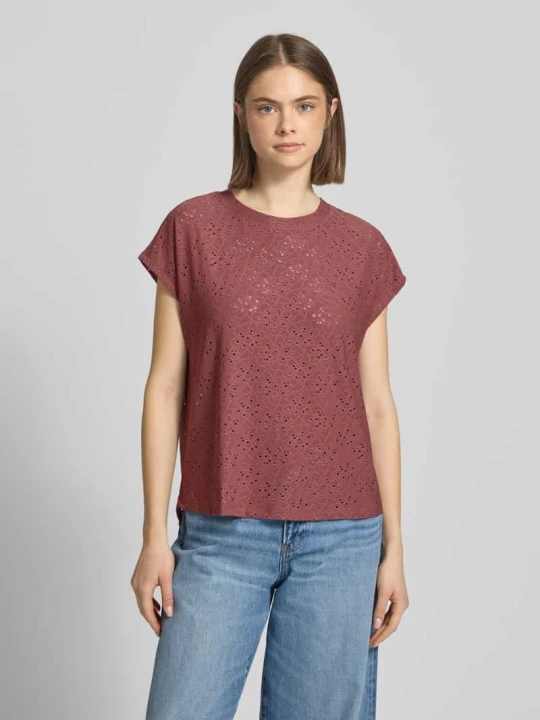 Zdjęcie produktu t-shirt o kroju relaxed fit z efektem podpalania model 'SMILLA' Only Bordowy
