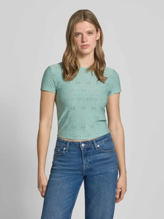 Zdjęcie produktu t-shirt o kroju relaxed fit z efektem podpalania model 'SMILLA' Only Trzcinowy
