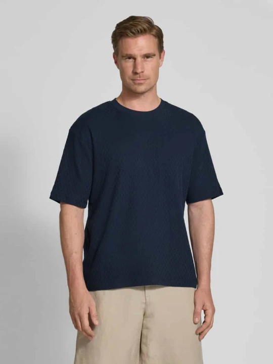 Zdjęcie produktu T-shirt o kroju relaxed fit z fakturowanego dżerseju s.Oliver Granatowy