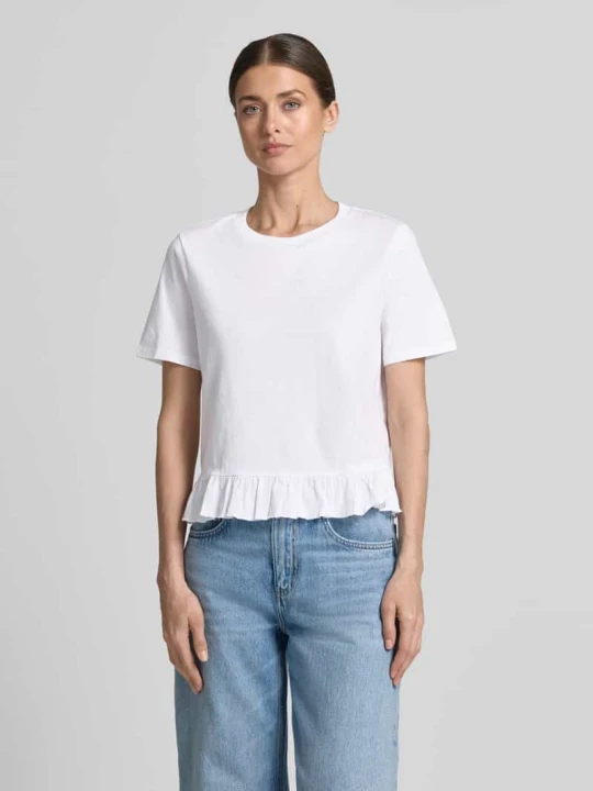 Zdjęcie produktu t-shirt o kroju relaxed fit z falbanami Tom Tailor Biały