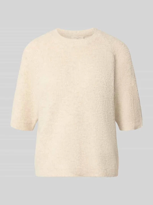 Zdjęcie produktu t-shirt o kroju relaxed fit z mieszanka wełny model 'Astrid' Freequent Beżowy