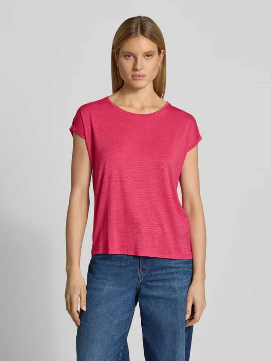 Zdjęcie produktu T-shirt o kroju relaxed fit z mieszanka wiskozy Model 'LAVA' Vero Moda Mocnoróżowy