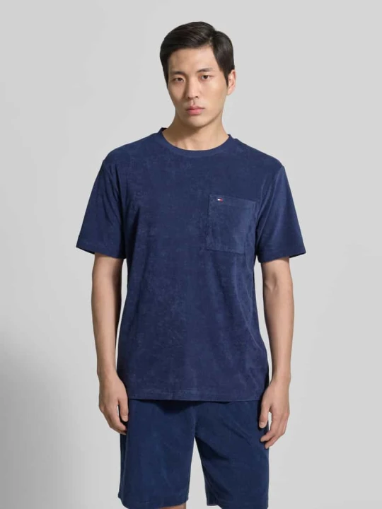 Zdjęcie produktu t-shirt o kroju relaxed fit z mieszanki bawełnianej model 'TOWELLING T-SHIRT' Tommy Hilfiger Granatowy