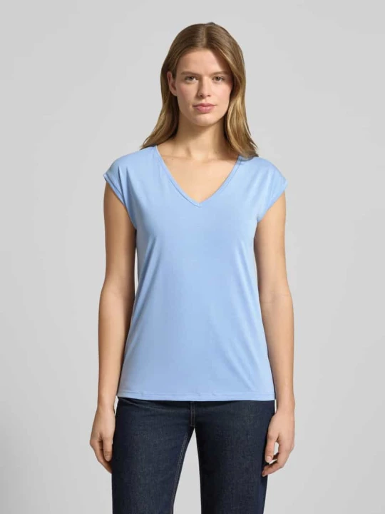 Zdjęcie produktu T-shirt o kroju relaxed fit z mieszanki modalu model 'KAMALA' Pieces Jasnoniebieski