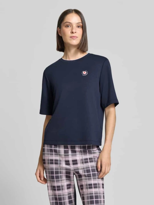Zdjęcie produktu t-shirt o kroju relaxed fit z mieszanki wiskozy Marc Cain Granatowy
