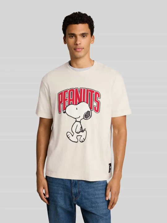 Zdjęcie produktu t-shirt o kroju relaxed fit z nadrukiem peanuts z motywem Tom Tailor Złamany biały