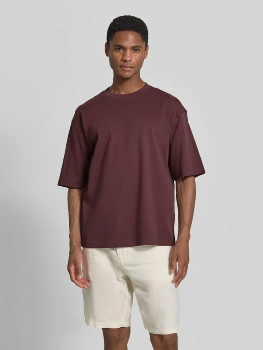 Zdjęcie produktu t-shirt o kroju relaxed fit z okrągłym dekoltem Jake*s Bordowy