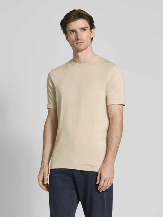 Zdjęcie produktu T-shirt o kroju relaxed fit z okrągłym dekoltem lindbergh Piaskowy