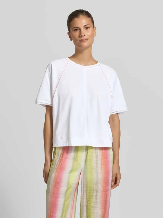 Zdjęcie produktu t-shirt o kroju relaxed fit z okrągłym dekoltem Marc Cain Biały
